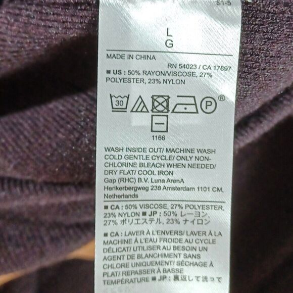 NWT Banana Republic Purple Wide Ribbed Knit Long Sleeve Slit  Sweater Dress Sz L - Picture 8 of 8